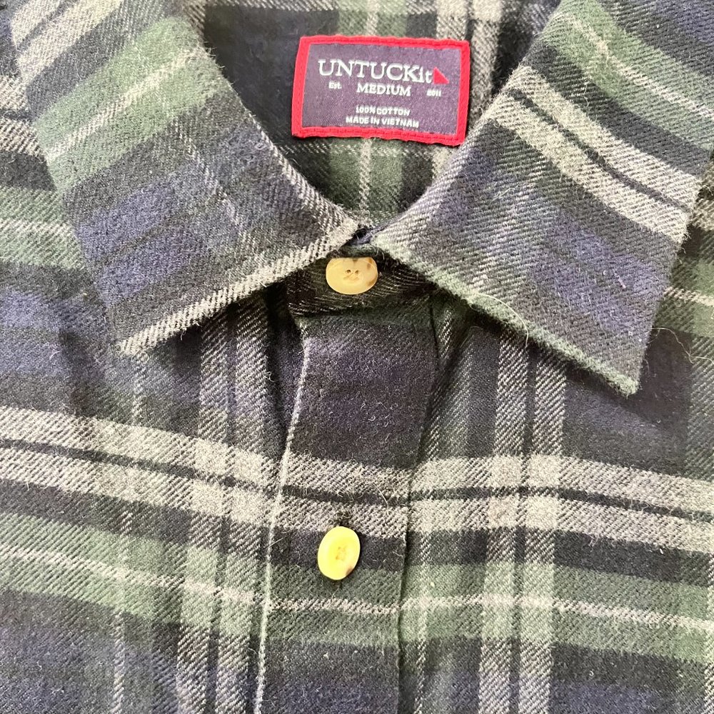 UNTUCKit Button Up Plaid Fleece New With Tags Medium - Picture 4 of 5